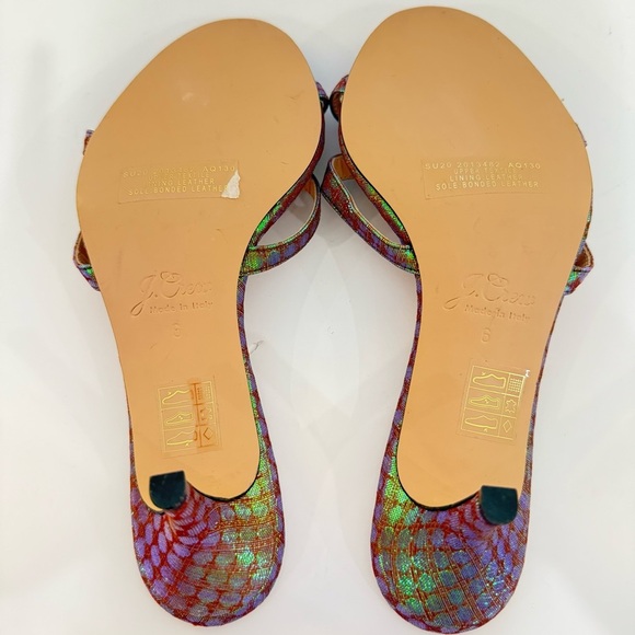 J. Crew Disco Dot Iridescent Strappy Mule Kitten Heel Size 6 Color Shifting - Picture 7 of 9